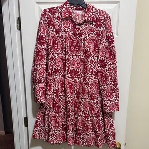 Red Paisley Patterned Dress